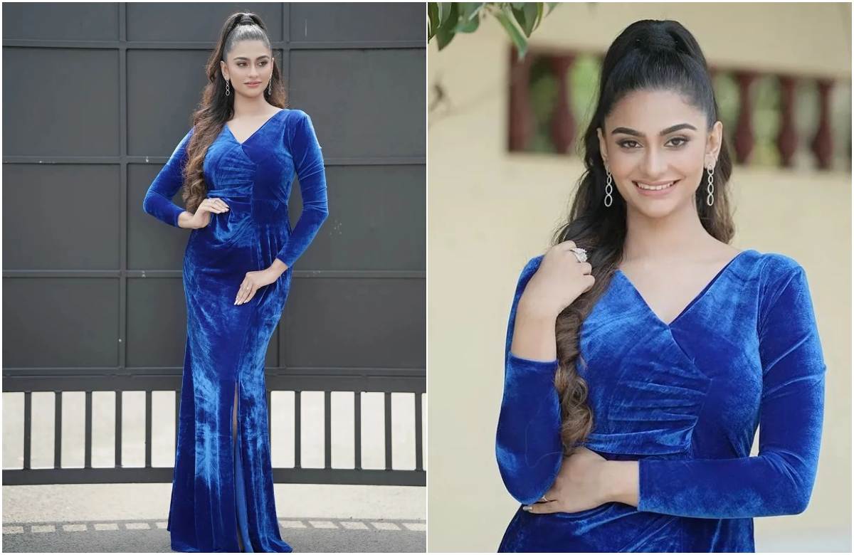 Actress Uthara Sharath latest photoshoot in blue malayalam